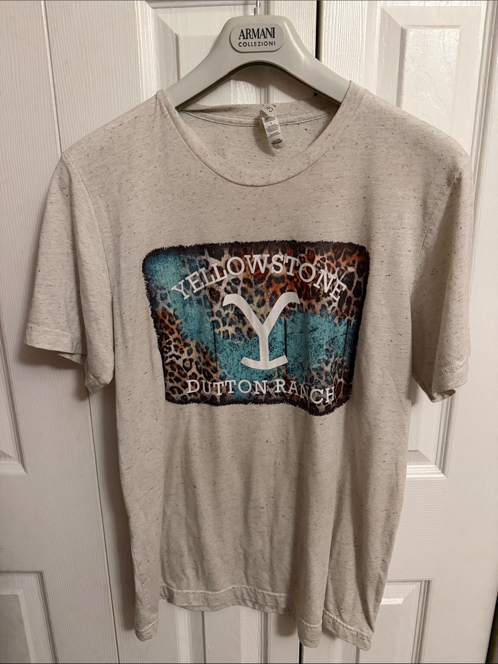 Yellowstone Dutton Ranch Graphic Tee - Beige with Turquoise Accent